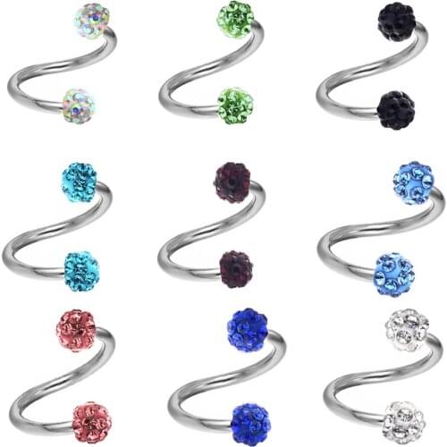 JUNLOWPY Spiral Twist Barbell Navel Belly Lip Eyebrow Bar Ear Ring Body Jewellery BELLY NAVEL RING STEEL TWIST CIRCULAR