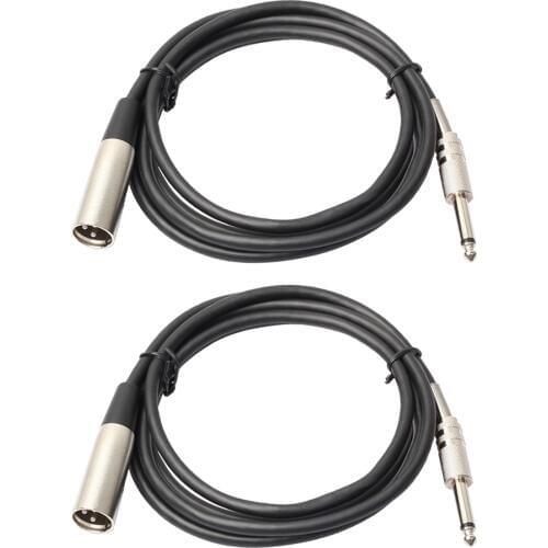 2 Pack 3Pin XLR Male to 6.35mm 1/4inch TRS Mono Jack Male Microphone Cable Adapter 6ft