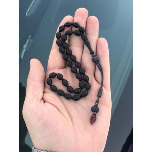 Tesbihay Beyzi Cut Blacked Kuka Rosary Silver Tassel Islamic handmade blacked Turkish handmade rosary
