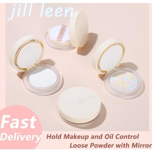 JILL LEEN Matte Oil Control Setting Powder Thin Fine Hold Makeup Lasting Natural Face Makeup Set Loose Powder With Mirror