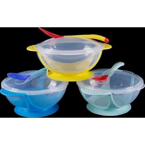 Temperature Sensing Feeding Spoon Child Tableware Food Bowl Learning Dishes Service Plate/Tray Suction Cup Baby Dinnerware Set