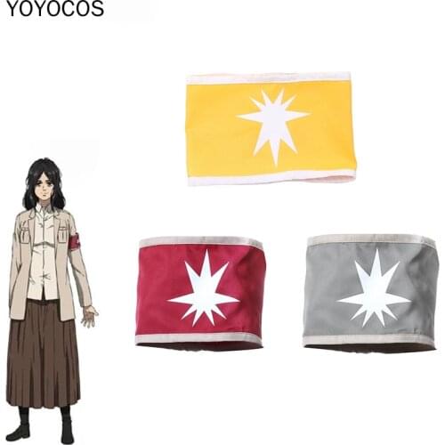 YOYOCOS Eren Jaeger Armband Cosplay Mikasa Ackerman Cosplay Costume Attack on Titan Off-White Trench Red Gray Yellow Armband NEW