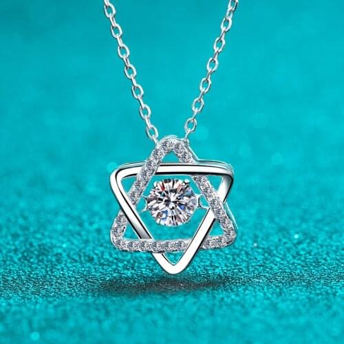 New Arrival Brilliant Cut Diamond Test 0.5 Carat Six Stars Moissanite Pendant Necklace Silver 925 Luxury D Gemstone Necklace