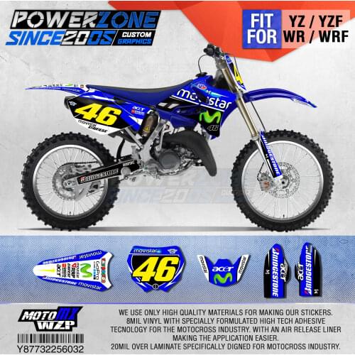 PowerZone Customized Team Graphics Backgrounds Decals 3M Custom Stickers For YAMAHA YZ125/250 X 1996-2001 2002-14 2015-2019 032