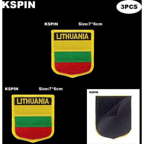 National Flag Patch Hook Loop Lithuania Badges Armband 3D Stick on Jacket Backpack Stickers