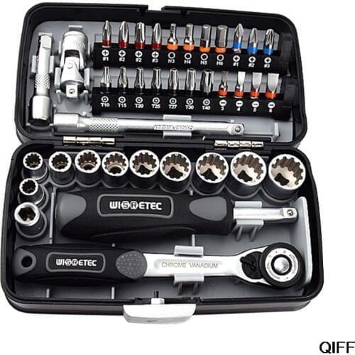Drop Ship&Wholesale Mini ratchet wrench set 1/4 socket screwdriver head hex trox slot bit bike Repair handle tools June 25