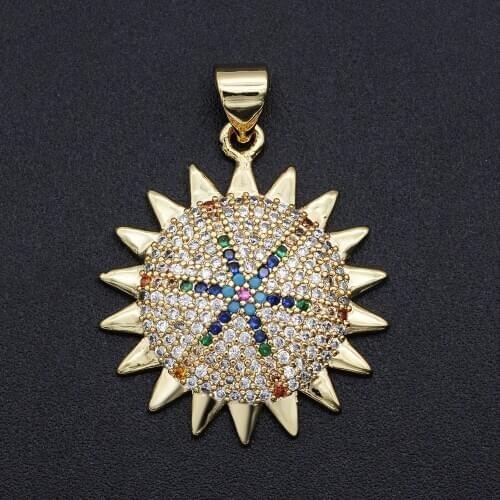 30x22mm 100% CZ Zircon DIY Jewelry Luxury Sun Charm Pendant Wholesale Fashion Jewellery Pendants Necklace Making Charms
