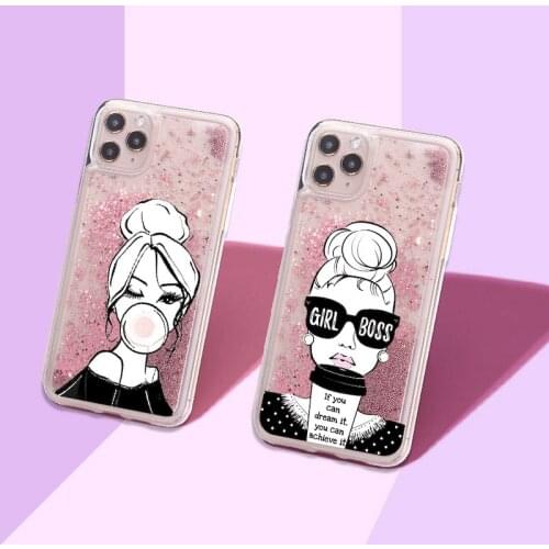 Classy Girl Coffee Cup Glass Sparkle Liquid Real Glitter Phone Case Fundas Cover for iPhone 12 11 X XS XR Max Pro 7 8 8Plus 6