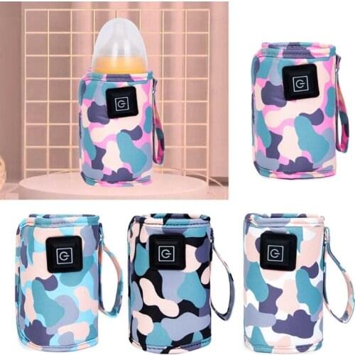 USB Baby Bottle Warmer Insulation Thermostat Food Heater Bag Infant Feeding Bottle Heating Cover Portable Travel Newborn Milk Wa