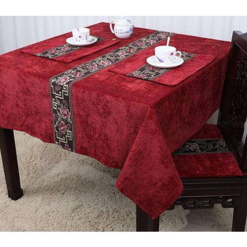 High End Patchwork Lace Chinese Table Cloth Velvet Fabric Rectangular Square Decorative Table Cover Luxury Dining Table Pads