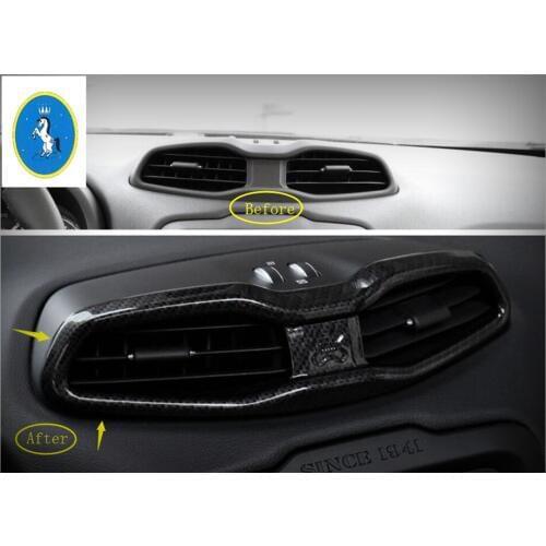 Yimaautotrims Auto Accessory Center Air Conditioner AC Outlet Vent Cover Kit Fit For Jeep Renegade 2015 - 2020 Carbon Fiber ABS