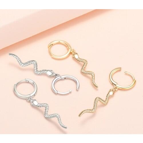 VENTFILLE 925 Sterling Silver Snake Hoop Earrings For Women Fashion New Exaggerated Earrings Earrings Round Face Looks Thin