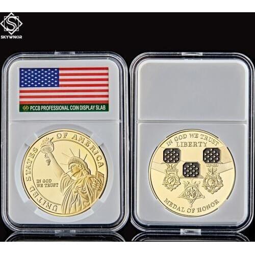 USA Lady Liberty Gold Coin In God We Trust Medal of Honor Commemorative Coin W/ PCCB Protection