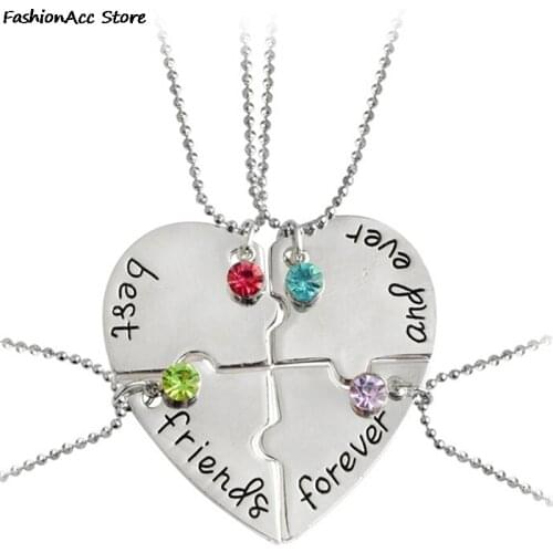 1pcs/set "best friend forever and ever" BFF Friend Necklace Set Heart Shape Puzzle Hand Stamped Bead Friendship Jewelry