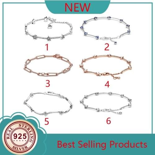 100% 925 Silver New Blue Star Daisy Fashion PAN Bracelet Suitable For Original Womens Festival Wedding Gift Diy Charm Jewelry