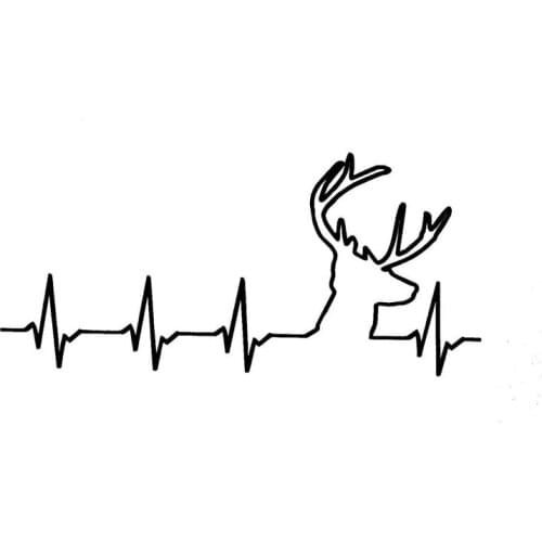 14.8CM*7CM Fun Deer Heartbeat Buck Hunting Decal Vinyl Black/Silver Car Sticker C22-1021