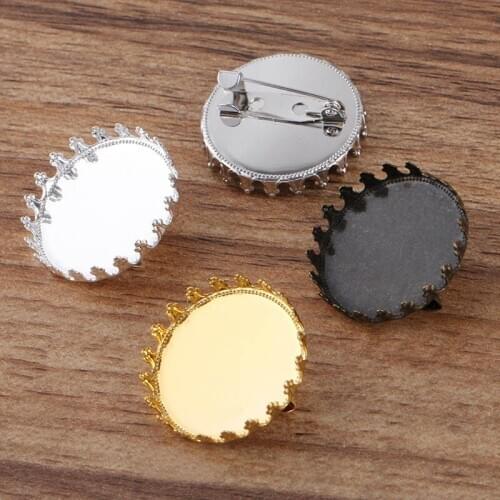 20mm 25mm Blank Brooches Pins Badge Pin Bezel tray Cameo Base Settings for Clothes Badge DIY Crafts Jewelry Accessories Findings