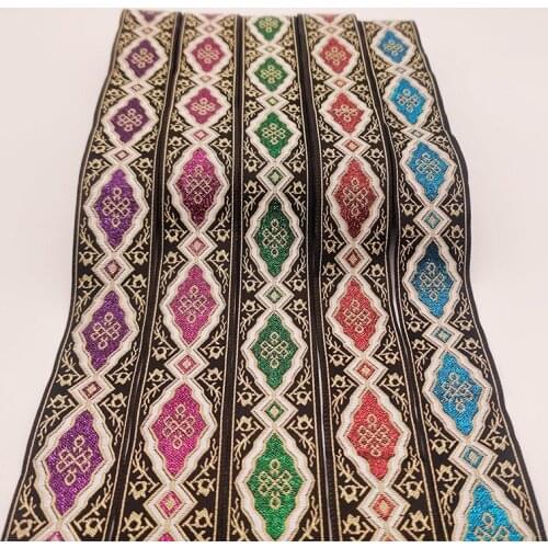 3 meters Ethnic Style Diamond Pattern Jacquard Ribbon for DIY Craft Curtain Home Textile Stage Clothing Bags Decor Accessories