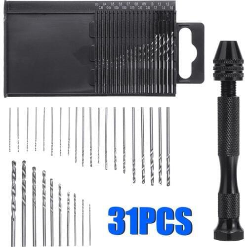30pcs Micro Twist Drill Bits 3-3.0mm Mini HSS Hand Drill Bits With Hand Push Drill Tool Set For DIY Electronic Assembling Model