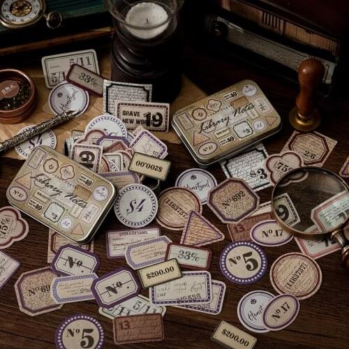 40Pcs/Box Vintage Map Plant Labels Collage Paper Sticker Package DIY Diary Journal Decoration Sticker Album Scrapbooking