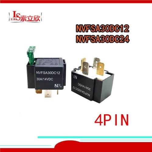 5PCS 100%Original New relay NVFSA30DC12 NVFSA30DC24 Normally open 30A auto relay with fuse Modify the headlight horn 4PIN