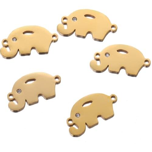 5pcs lot Stainless Steel Elephant Zircon Eye Bracelets Charm Pendants DIY Jewelry Making Findings Charms Accessories Wholesale