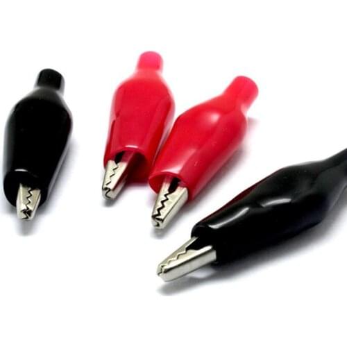 50Pcs Small Crocodile Clip/Alligator Clip 2.8cm Black and Red Sheath Clip Power Clamp Test Clip