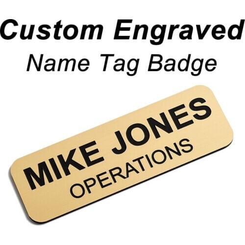 Engraved Your Name Logo Name Plate Customize Badges Personalized Identification Brooch Pin Magnet Double Sided Tape ID Name Tag