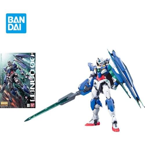 Bandai Gundam Model Kit Assemble Figure MG 1/100 GNT 00Qan Gundam Anime Characters Action Dolls Collectibles Childrens Toys