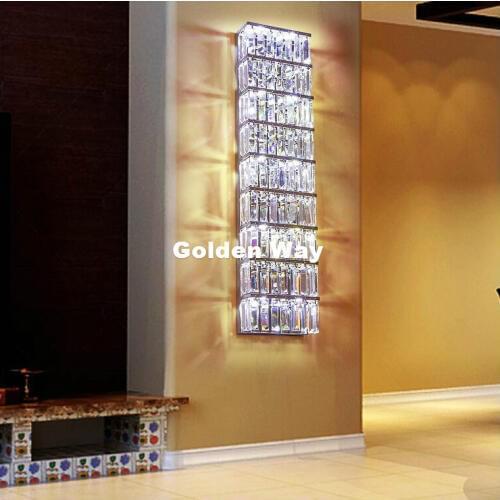 Free Shipping Crystal Wall Lamp for Living Room Chrome L80cm Wall Lighting Lobby Modern Style High-grade Crystal Wall Sconces