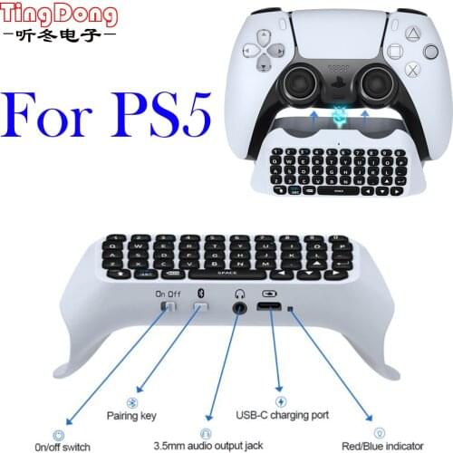 Wireless Bluetooth Keyboard for PS5 Controller Built In Speaker for Playstation 5 Gamepad External Key Panel Game Accessories