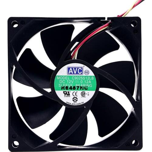 Mute Silent Computer Cooling Fan 90mm 9cm 92mm NEW AVC C9025S12LB 12V 0.12A 9025 9CM Silence PC Cooler