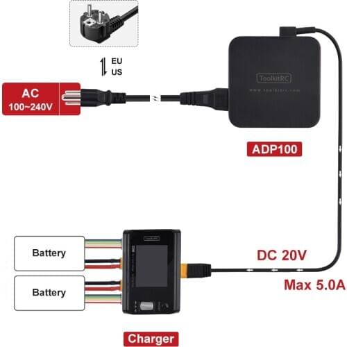 ToolkitRC ADP100 100w 20v 5A Power Supply Unit Adapter with XT60 Output for RC FPV Drone Battery Balance Charger DIY Toys
