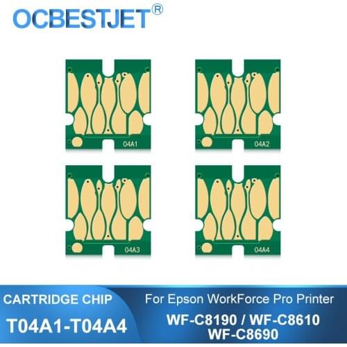 T04A T04A1 T04A2 T04A3 T04A4 Ink Cartridge Chip For Epson WorkForce Pro WF-C8190 WF-C8190DTW WF-C8610 WF-C8690 Printer Chips
