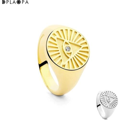 DPLAOPA 925 Sterling Silver Gold DELTA RING Luxury Gold Women Crystal Jewelry Long Charm Party Rock Punk Square Jewelry
