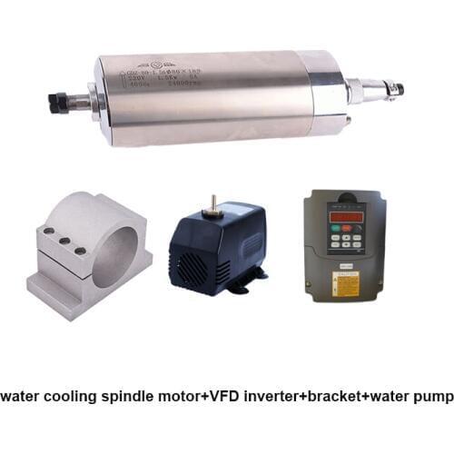1.5kw 2hp 24000rpm ER11 80mm water cooling spindle motor&2.2kw 3phase 220V VFD inverter&bracket&pump CNC kits