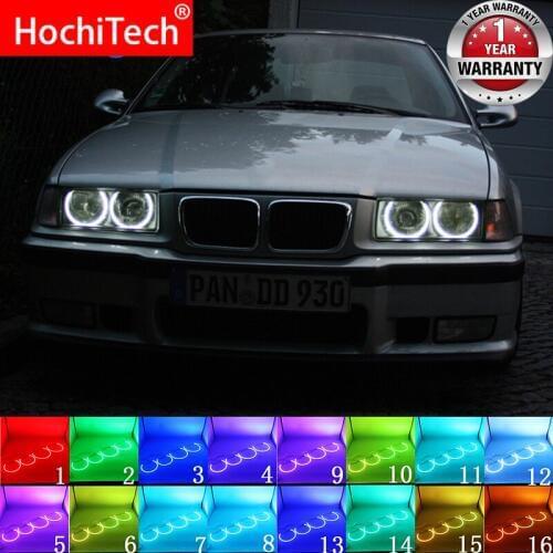 Headlight Multi-color RGB LED Angel Eyes Halo Ring Eye DRL RF Remote Control For BMW 3 Series E36 1990- 2000 131mmx4 Accessories