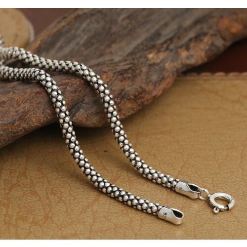 3MM Necklace Handmade Thai 925 Sterling Silver Necklace for Pendants Silver Pendant Necklaces Real Sterling Silver Necklace