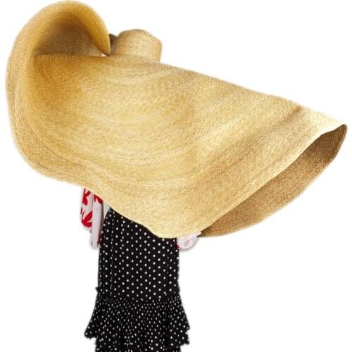 King wheat 2021 Custom Made Big Wide Brim Stage Show Women Sun Straw Hats 1.5m Diameter Fashion Western Style Flat Cap