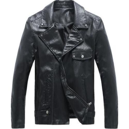 Autumn mens leather clothing slim men oblique zipper coats fashion PU motorcycle leather jacket men black plus size M - 5XL