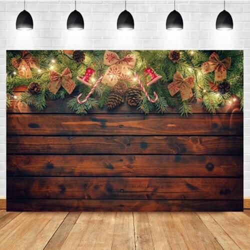 Laeacco Christmas Vintage Wooden Board Pine Nuts Branch Birthday Portrait Photography Backdrop Photo Background For Photo Studio