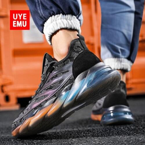 UYEEMU Mens Shoes 2021 Summer New Style Tide Flying Woven Breathable Luminous Bottom Real Popcorn Running Sneakers Size 39-44