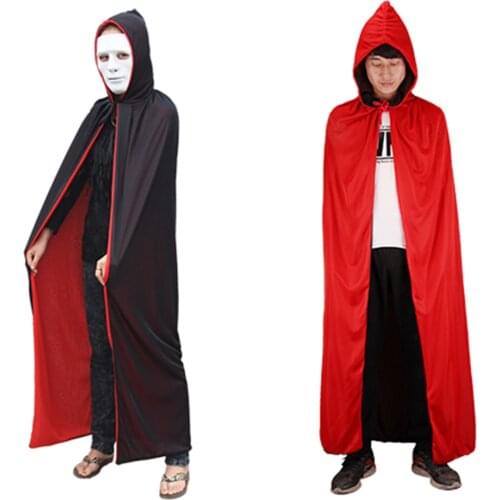 Halloween Kids Adults Black Red Death Devil Vampire Cloak Stage Performance Cloak Birthday Party Cosplay Costume Christmas Dress