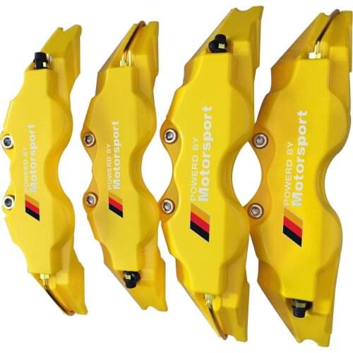 KUNBABY Yellow ABS Plastic Disc Brake Caliper Cover With Power MotorSport Germany Sticker Front Rear Car Styling Free Shipping