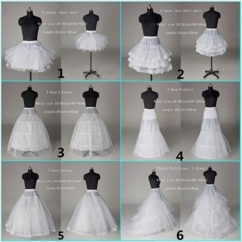 New High-Quality 6 Style White Skirt Crinoline Wedding Petticoat/Underskirt