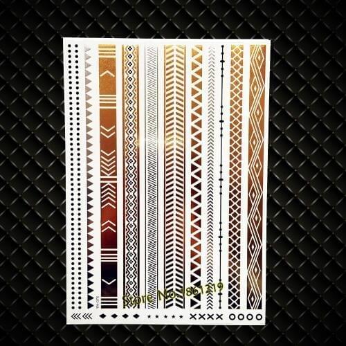 New Henna Body Art Sleeve Bracelet Temporary Lower Arm Tattoo Stickers GYH-076 Gold Flash Fake Tattoo Paster For Women