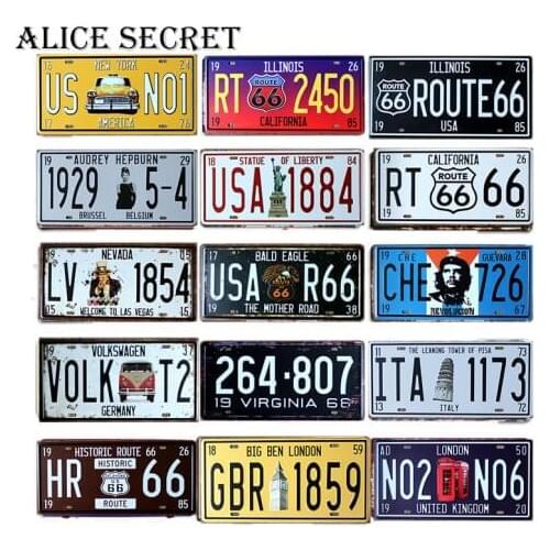New USA Route 66 Metal Tin Sign Car Number License Metal Plates Plaque Poster signs for Home Bar Club Garage Decoration