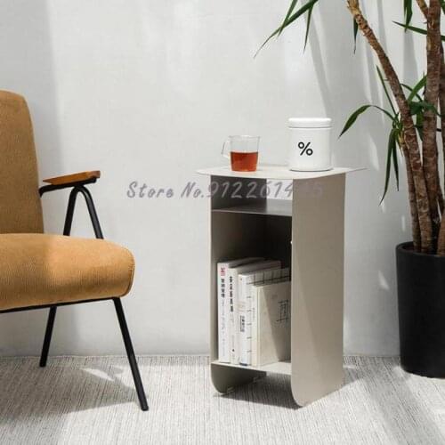 Living room sofa side table Nordic iron art small coffee table household storage side table bedroom bedside table shelf small ta