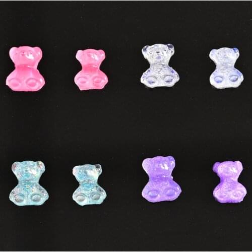 Transparent Crystal Bear Charms Small Size 7MM*9MM Big Size 8MM*10MM Cute Nail Gem 3D Rhinestones Clear Pink jewel 50pcs DIY