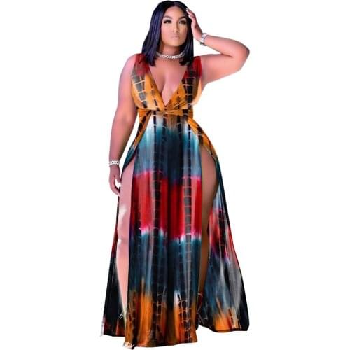 S-4XL Plus Size Womens Clothing African Dress For Women Fashion Split Vestido 2021 New Arrival Robe Elegant Party Maxi Dress